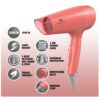 Havells HD2223 1200 Watts Foldable & Travel Friendly Hair Dryer, 3 Heat (Hot/Cool/Warm) Settings, with Overheat Protection (Coral)
